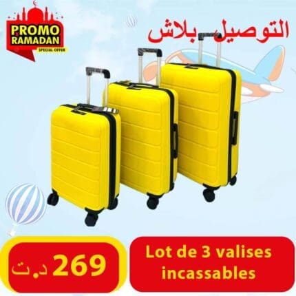 Lot de 3 valise en carbone NEW STYLE jaune