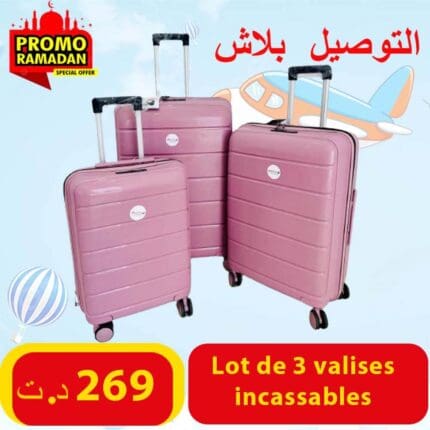 Lot de 3 valise en carbone NEW STYLE Rose