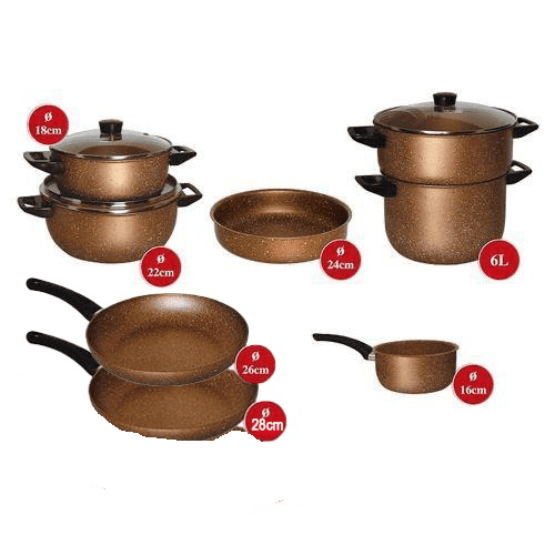 Batterie de Cuisine 11 Pièces Cook'art Granite - BRONZE 1 Batterie de Cuisine 11 Pièces Cook'art Granite - BRONZE