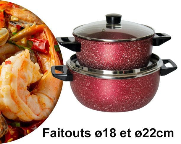 Batterie de Cuisine 10 Pièces Cook'art Granite - Rouge 3 Batterie de Cuisine 10 Pièces Cook'art Granite - Rouge – Image 3