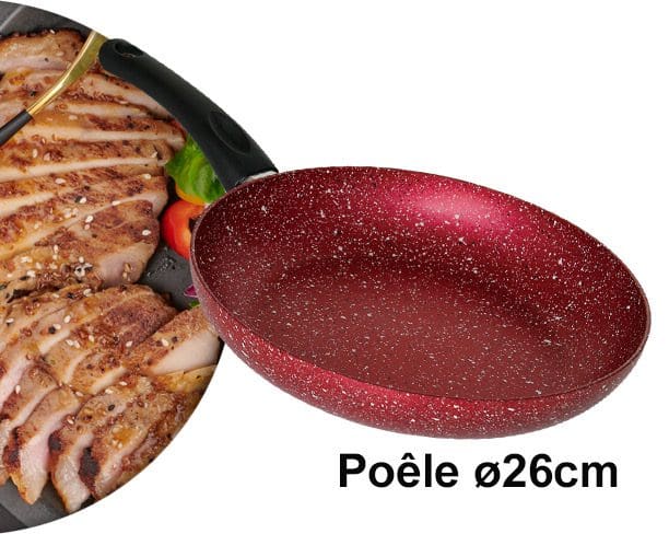 Batterie de Cuisine 10 Pièces Cook'art Granite - Rouge 4 Batterie de Cuisine 10 Pièces Cook'art Granite - Rouge – Image 4