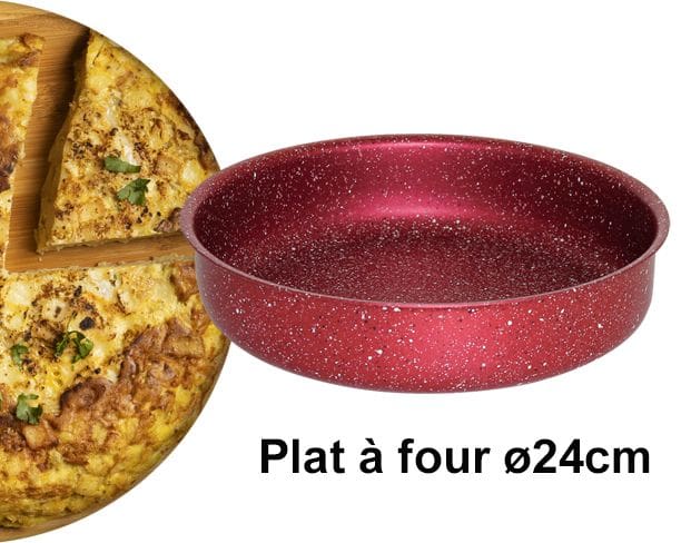 Batterie de Cuisine 10 Pièces Cook'art Granite - Rouge 6 Batterie de Cuisine 10 Pièces Cook'art Granite - Rouge – Image 6