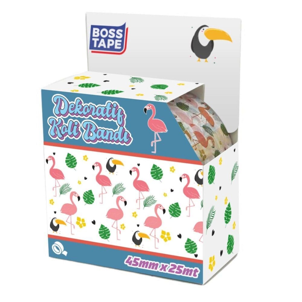 Ruban adhésif décoratif BOSS TAPE FLAMINGO 45mmx25m 1 Ruban adhésif décoratif BOSS TAPE FLAMINGO 45mmx25m