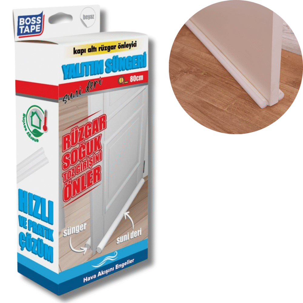 Boudin de porte isolant double joint simili cuir blanc 1 Boudin de porte isolant double joint simili cuir blanc