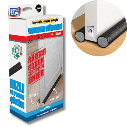 Boudin de porte isolant double joint simili cuir noir