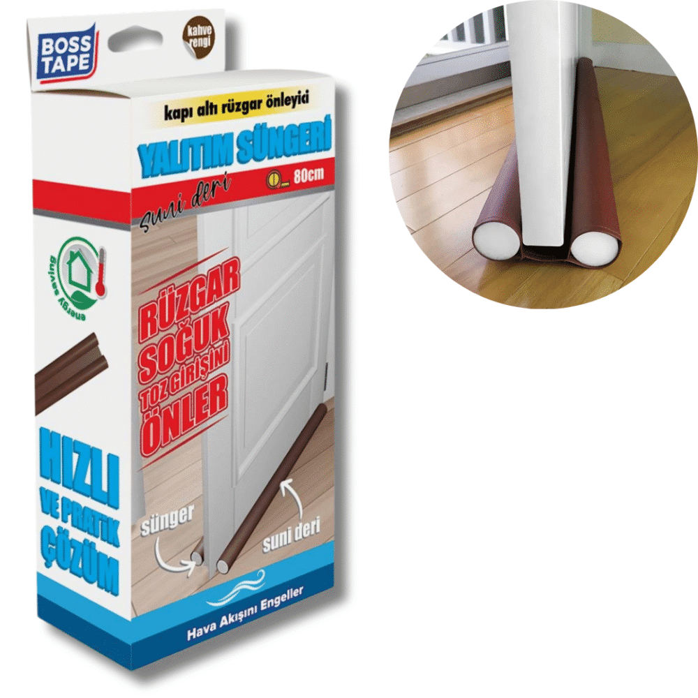 Boudin de porte isolant double joint simili cuir marron 1 Boudin de porte isolant double joint simili cuir marron