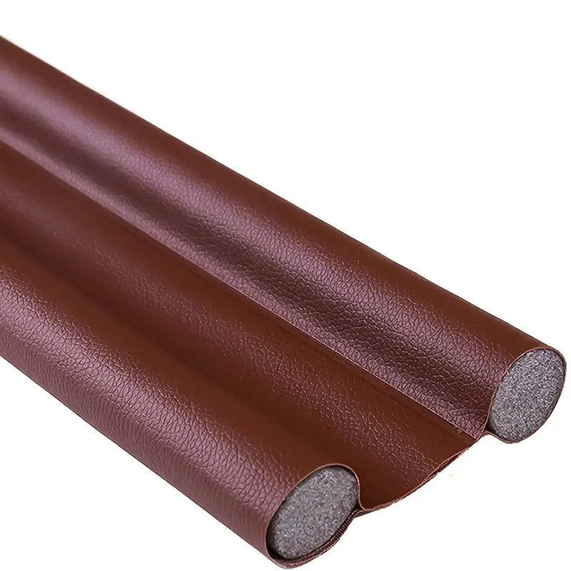 Boudin de porte isolant double joint simili cuir marron 2 Boudin de porte isolant double joint simili cuir marron - الصورة 2