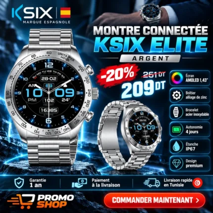 Promo-shop 23 Montre Connectée KSIX Elite - Argent