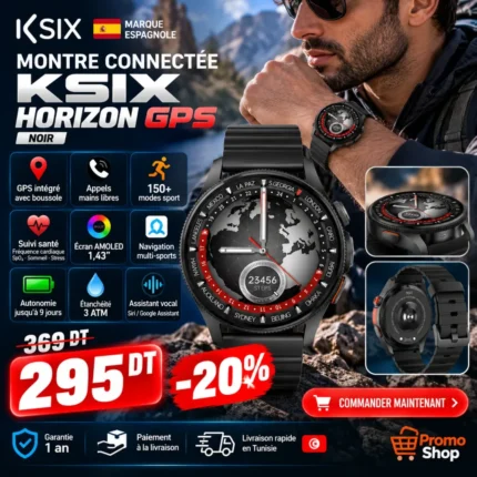 Promo-shop 22 Montre Connectée KSIX Horizon GPS - Noir