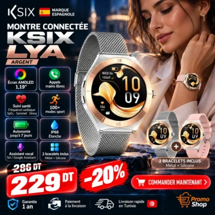 Promo-shop 25 Montre Connectée KSIX Lya - Argent
