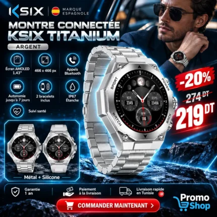 Promo-shop 26 Montre Connectée KSIX Titanium - Argent