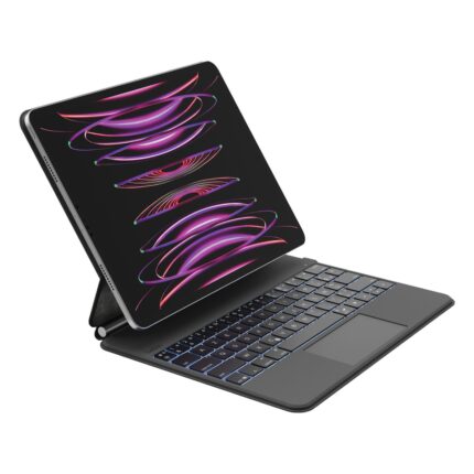 Promo-shop 25 Étui-clavier Belkin iPad Air 13 et iPad Pro 12,9 : iPad fixé sur l'étui-clavier ouvert