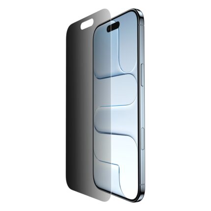 Protection d'écran Belkin Privacy iPhone Air : verre Privacy posé devant l'écran de l'iPhone Air
