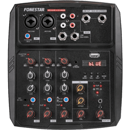 Table de mixage 4 canaux Fonestar MIX-4LIVE avec USB, Bluetooth et effets