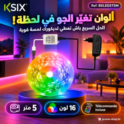 Affiche de la bande LED RGB KSIX de 5 m : 16 couleurs, télécommande incluse