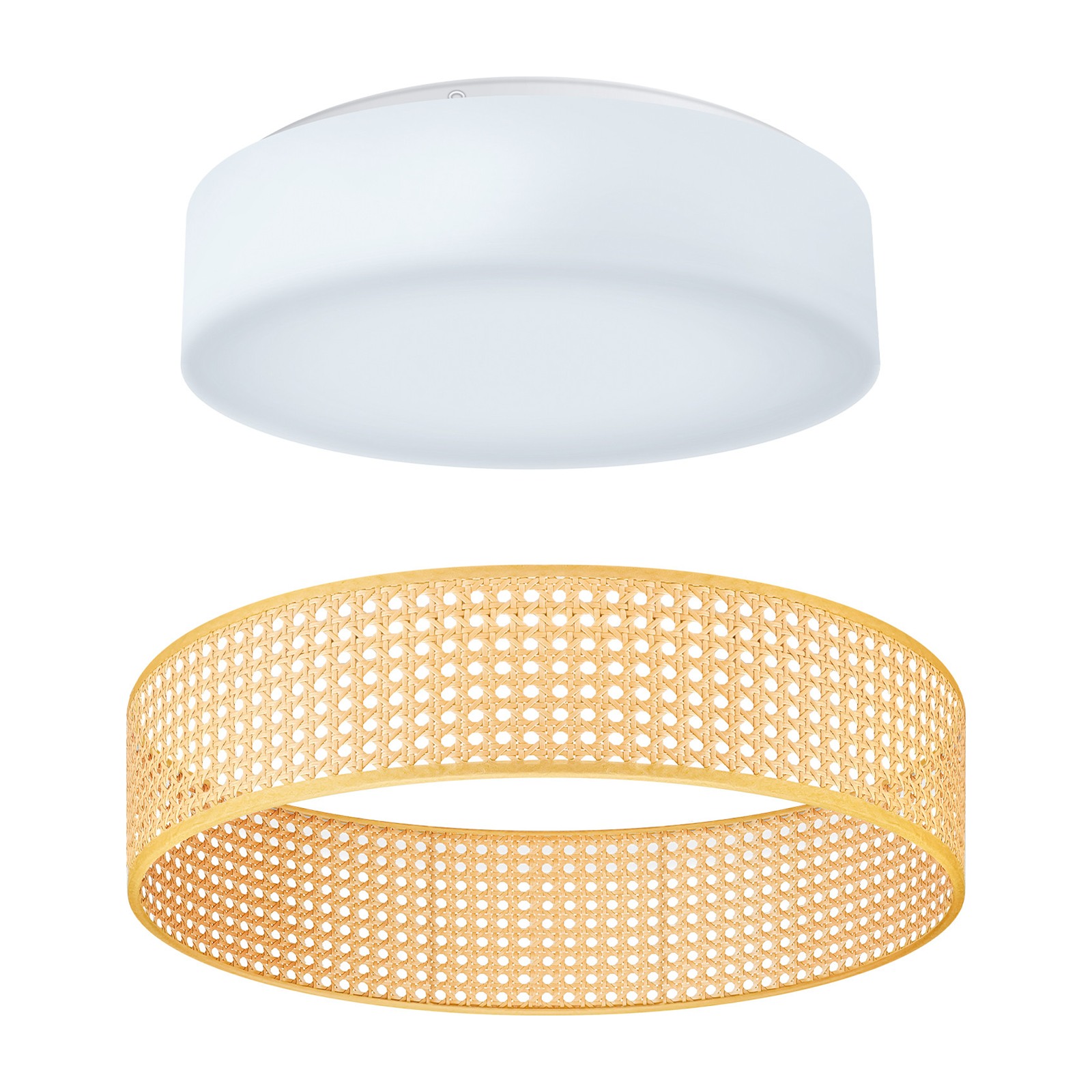 Plafonnier LED KSIX Bohemia BXPLAFLED09, rotin 7 Plafonnier LED KSIX Bohemia BXPLAFLED09, rotin : habillage en rotin séparé du diffuseur