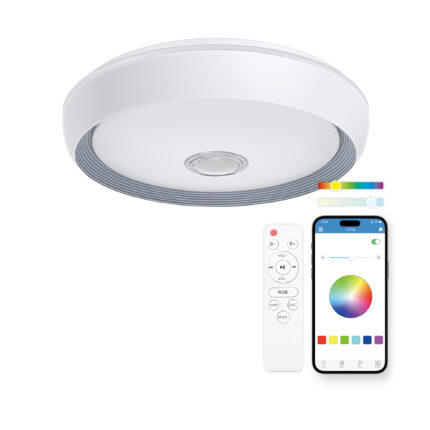 Plafonnier LED KSIX Glory BXPLAFLED07, haut-parleur : plafonnier, télécommande et application iLink