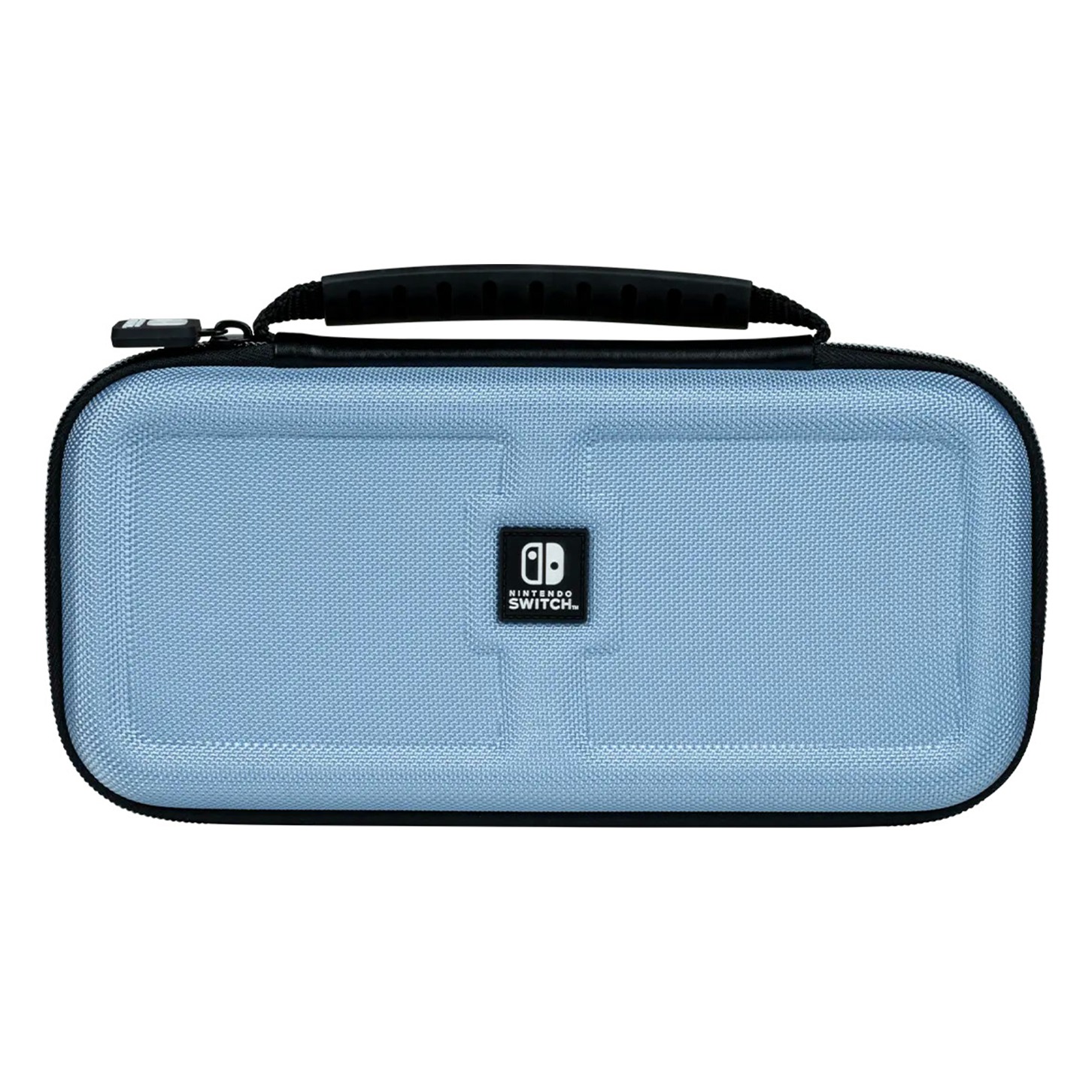 Pochette Nintendo Switch Nacon Deluxe, bleu pastel 4 Pochette Nintendo Switch Nacon Deluxe, bleu pastel : pochette bleu pastel fermée, vue de face