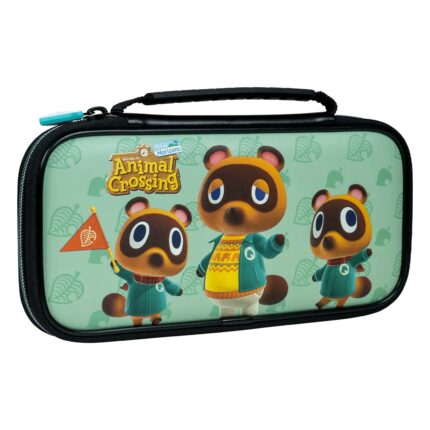 Pochette Switch Nacon Animal Crossing Deluxe : pochette décorée de personnages Animal Crossing sur fond vert d'eau