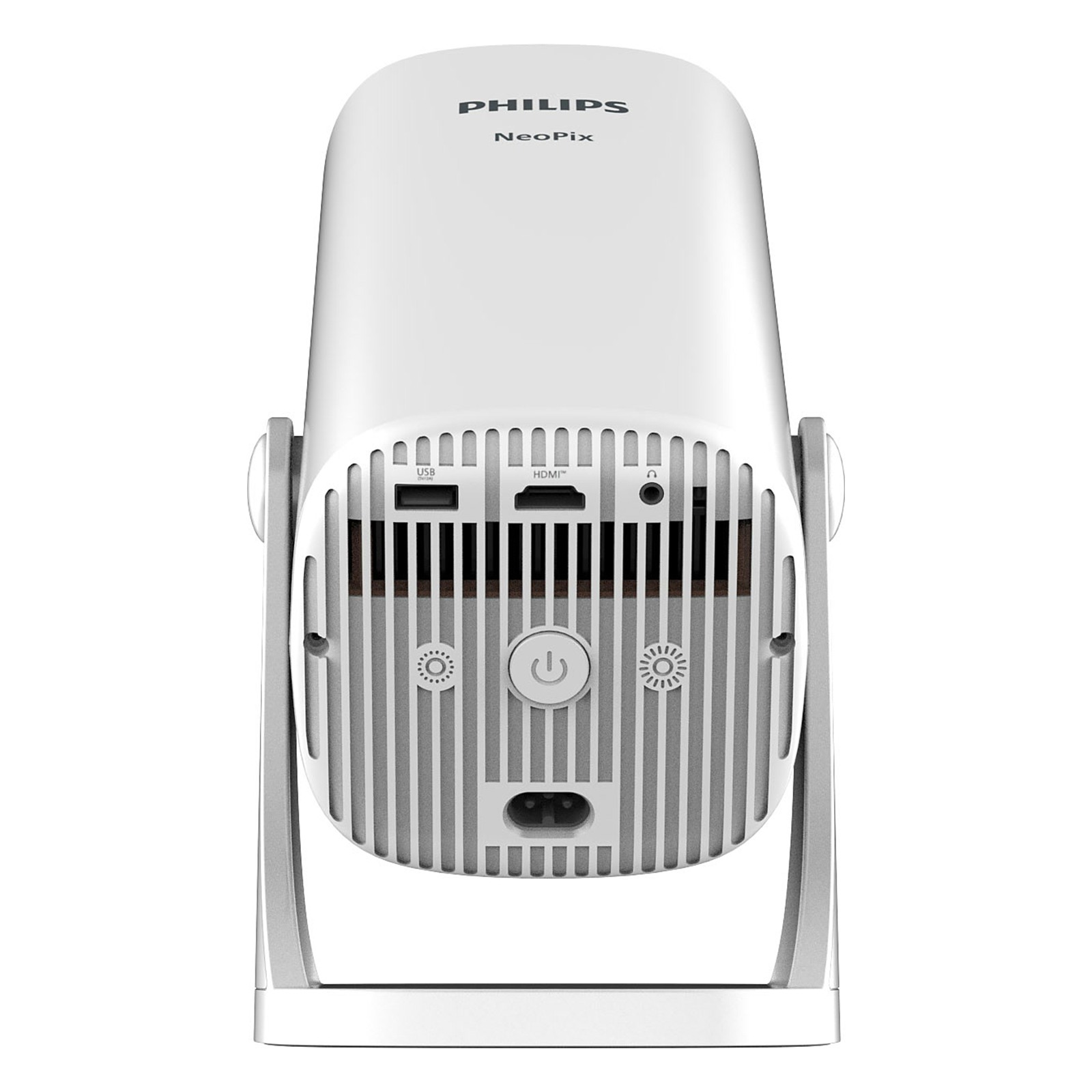 Vidéoprojecteur Philips NeoPix 230 Smart 4 Vidéoprojecteur Philips NeoPix 230 Smart : face arrière du projecteur avec ses ports et sa touche marche